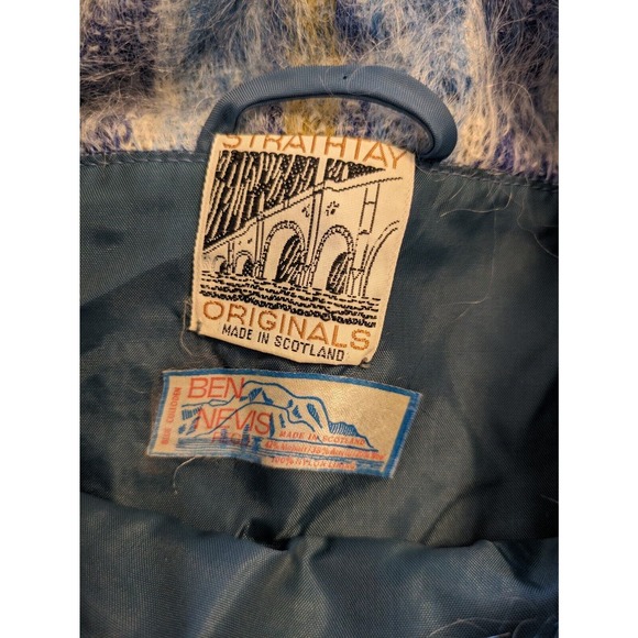 Ben Nevis Strathtay Originals Scotland  sweater Poncho Blue Plaid Cowl Neck - Picture 3 of 5